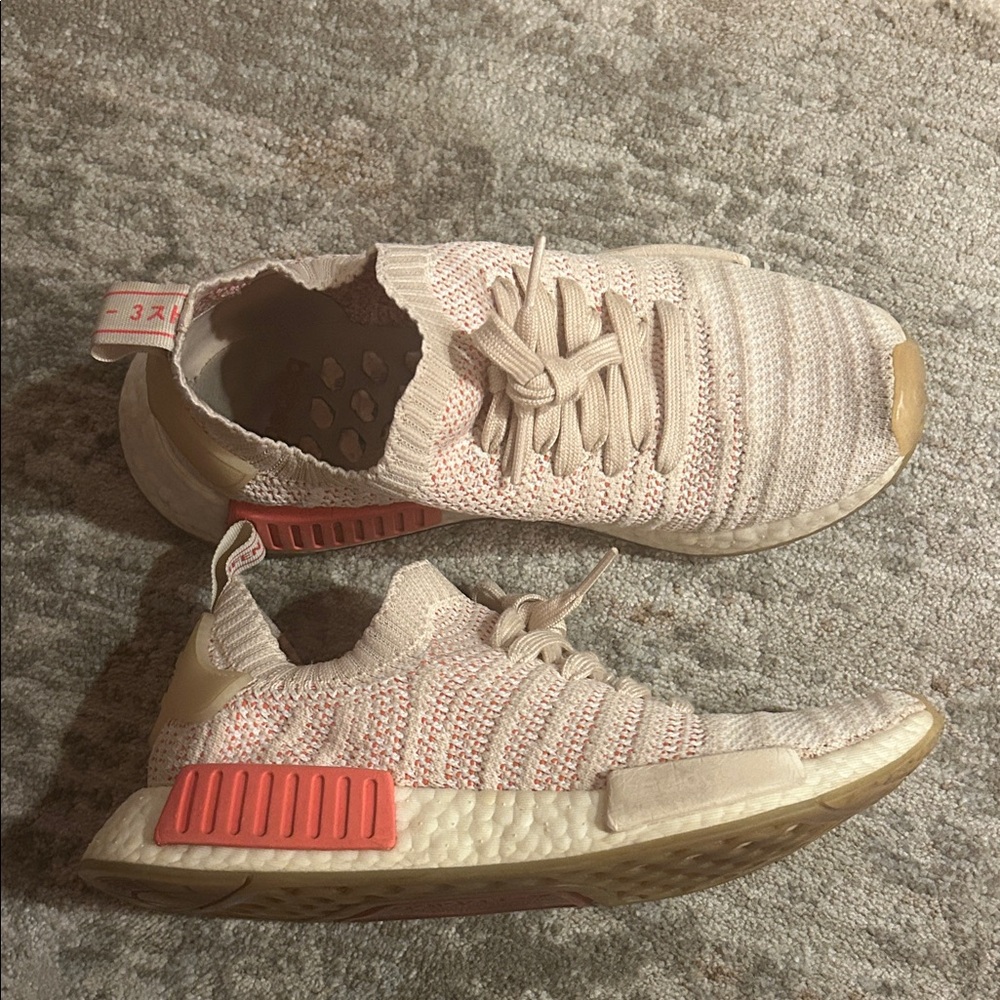 Women's adidas Knit Sneakers in Cream and Pink